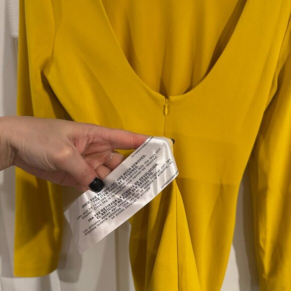 Dress the Population Yellow Long Sleeve Knee Length High Neck Bodycon Dress - Picture 4 of 4